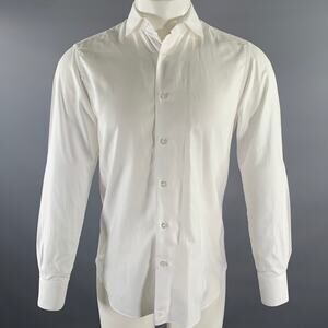 BOGLIOLI Size S White Cotton Cutaway Collar Long Sleeve Shirt
